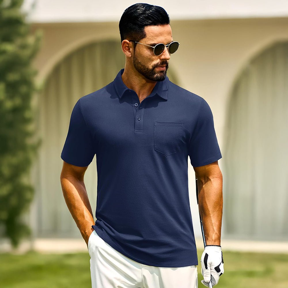 Men's Cotton Polo Shirts - Breathable Short Sleeve Golf Tee - MAGCOMSEN