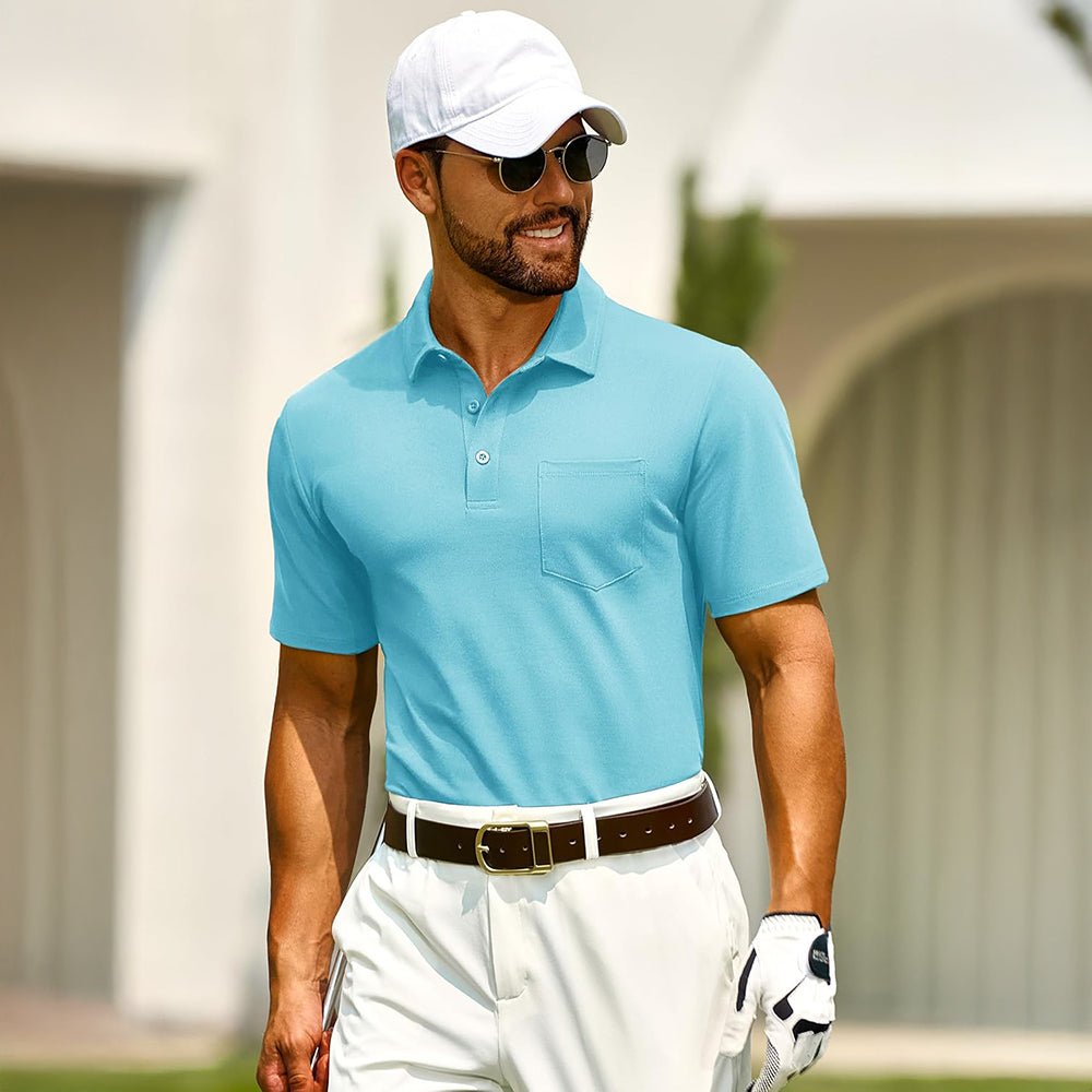 Men's Cotton Polo Shirts - Breathable Short Sleeve Golf Tee - MAGCOMSEN