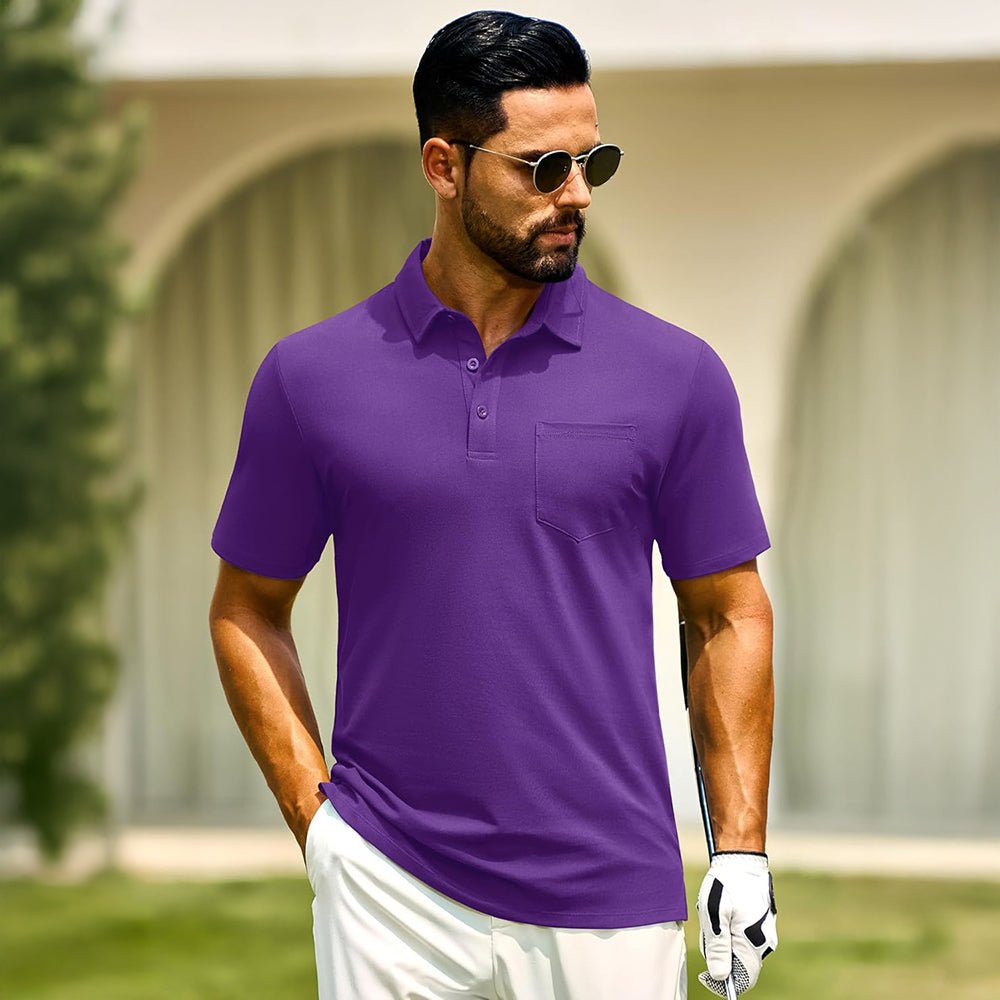 Men's Cotton Polo Shirts - Breathable Short Sleeve Golf Tee - MAGCOMSEN