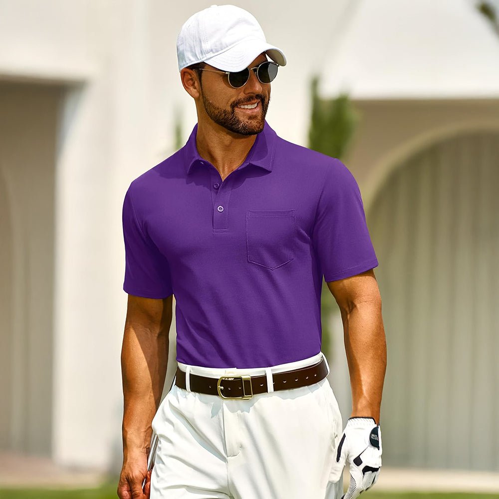 Men's Cotton Polo Shirts - Breathable Short Sleeve Golf Tee - MAGCOMSEN