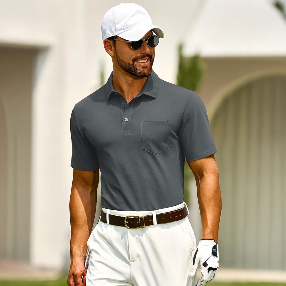 Men's Cotton Polo Shirts - Breathable Short Sleeve Golf Tee - MAGCOMSEN