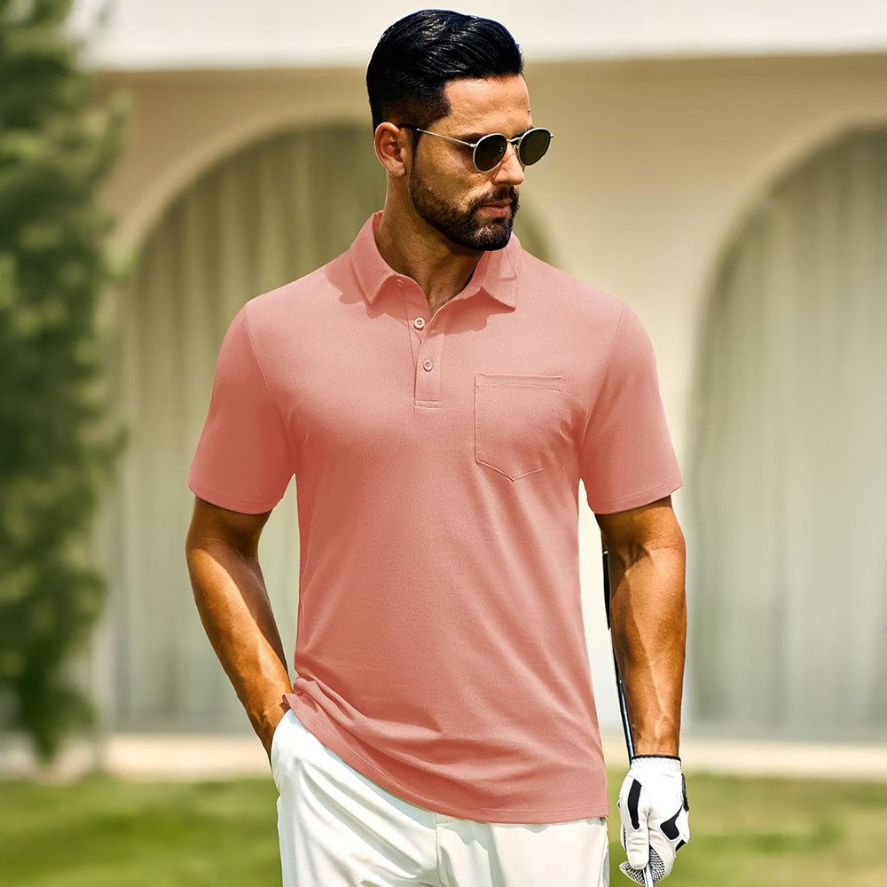 Men's Cotton Polo Shirts - Breathable Short Sleeve Golf Tee - MAGCOMSEN