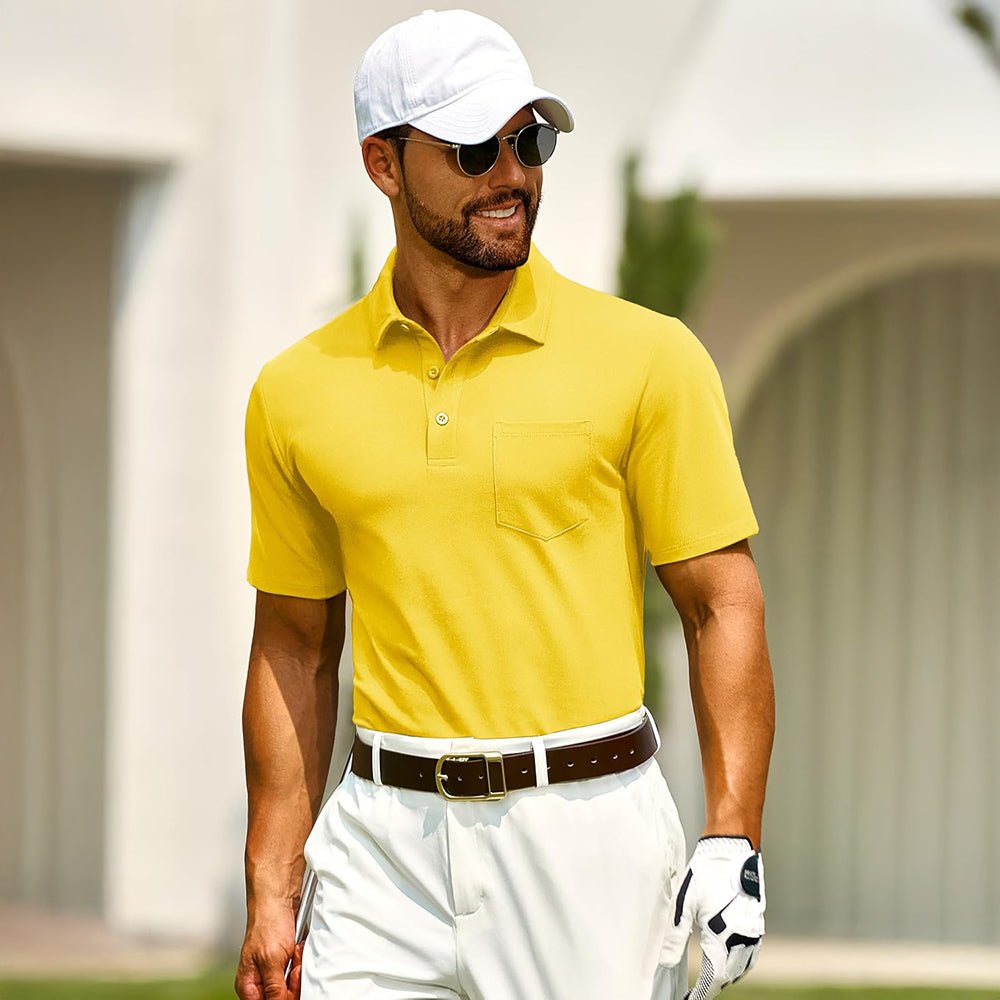 Men's Cotton Polo Shirts - Breathable Short Sleeve Golf Tee - MAGCOMSEN