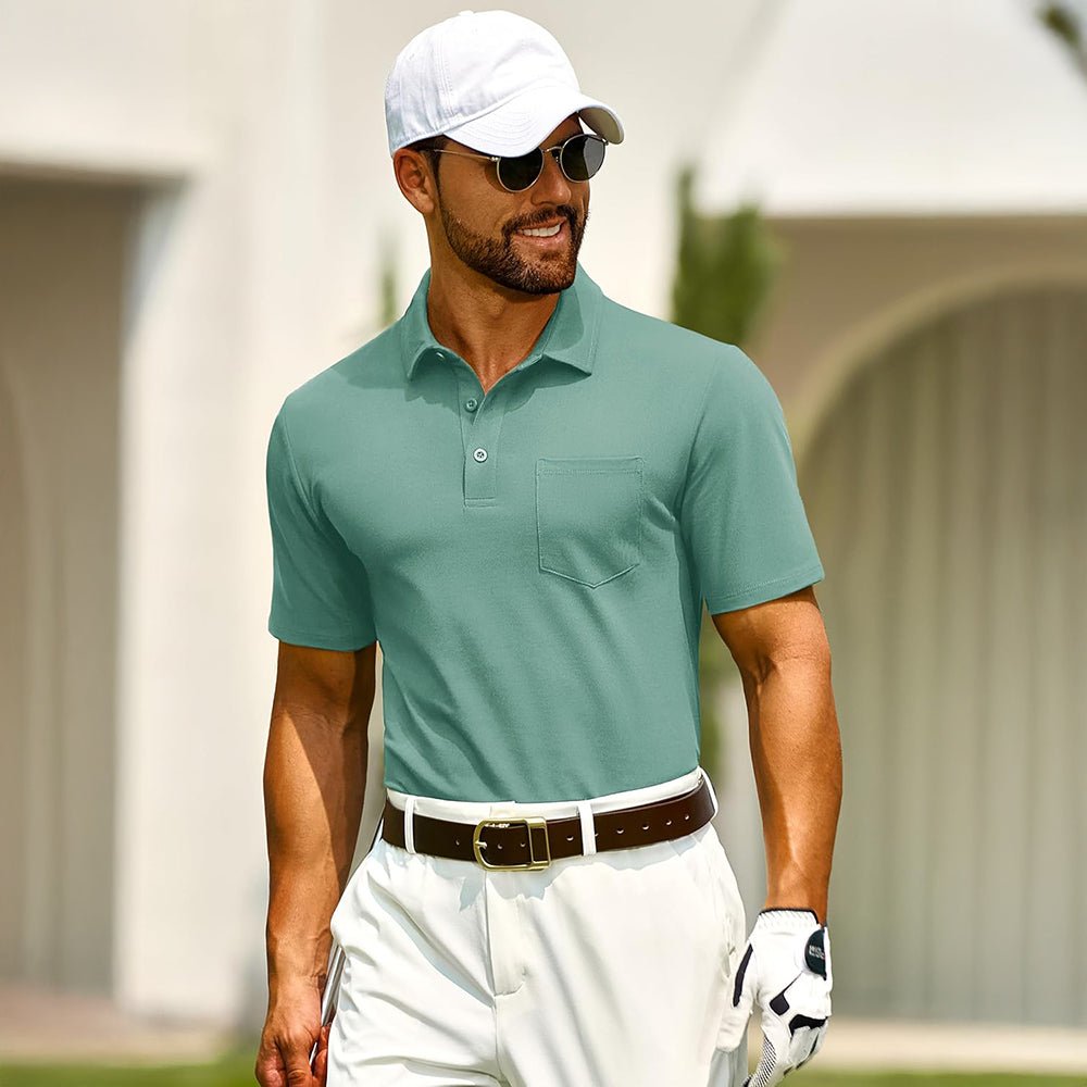 Men's Cotton Polo Shirts - Breathable Short Sleeve Golf Tee - MAGCOMSEN