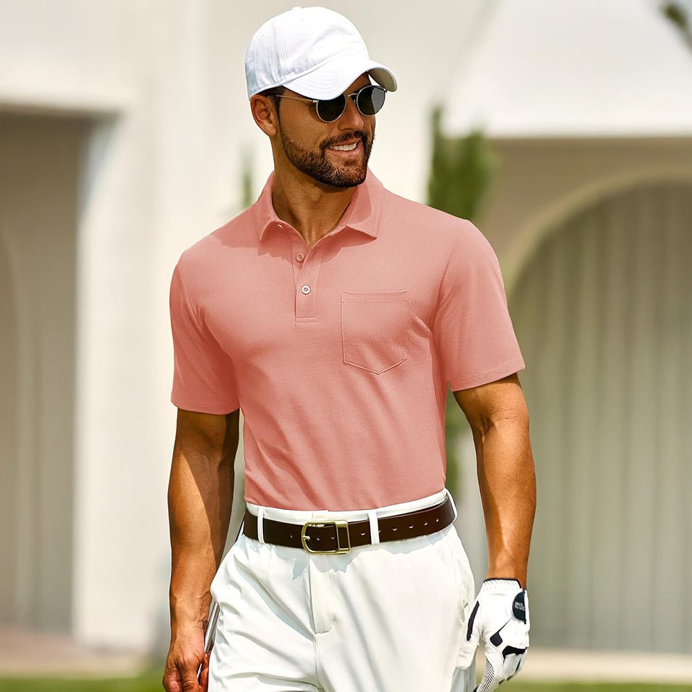 Men's Cotton Polo Shirts - Breathable Short Sleeve Golf Tee - MAGCOMSEN