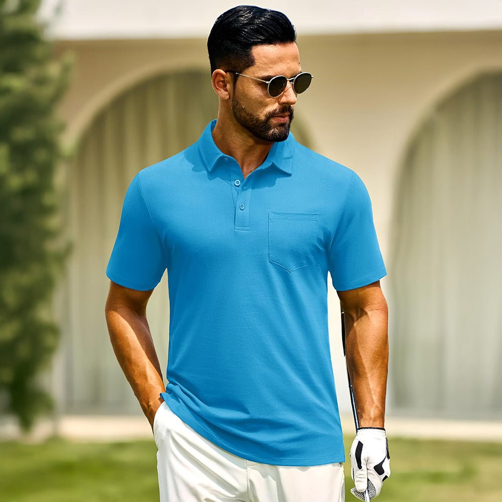 Men's Cotton Polo Shirts - Breathable Short Sleeve Golf Tee - MAGCOMSEN