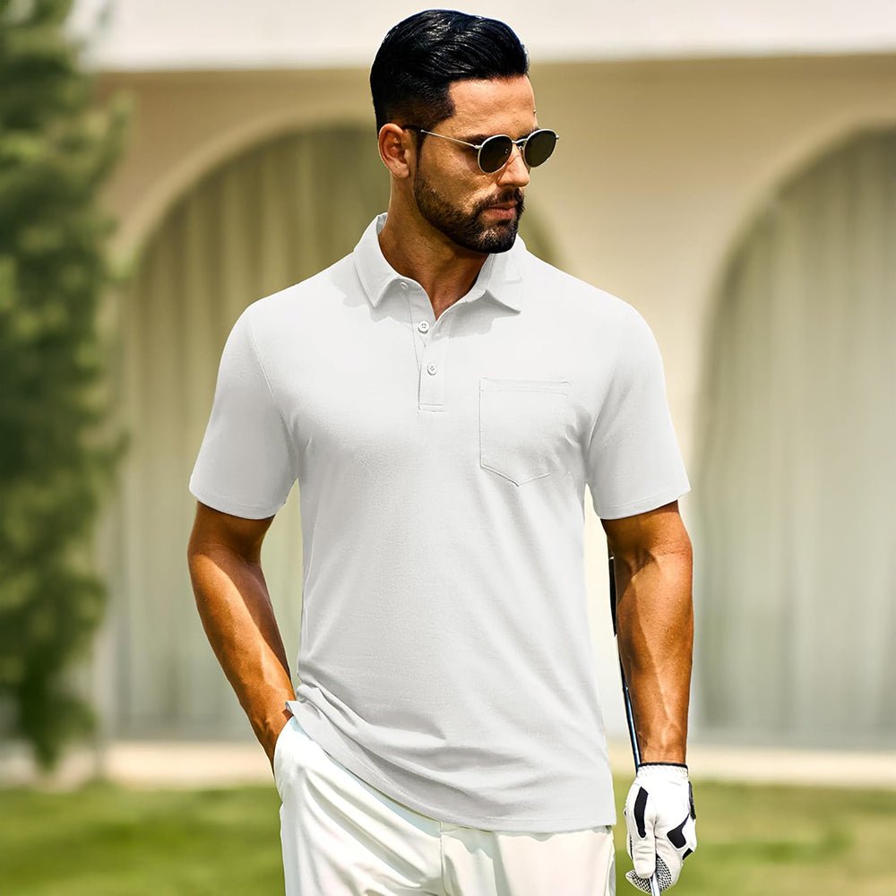 Men's Cotton Polo Shirts - Breathable Short Sleeve Golf Tee - MAGCOMSEN
