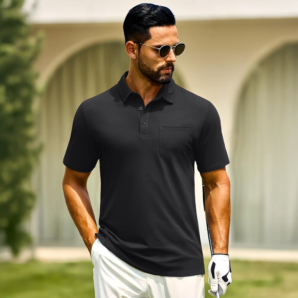 Men's Cotton Polo Shirts - Breathable Short Sleeve Golf Tee - MAGCOMSEN