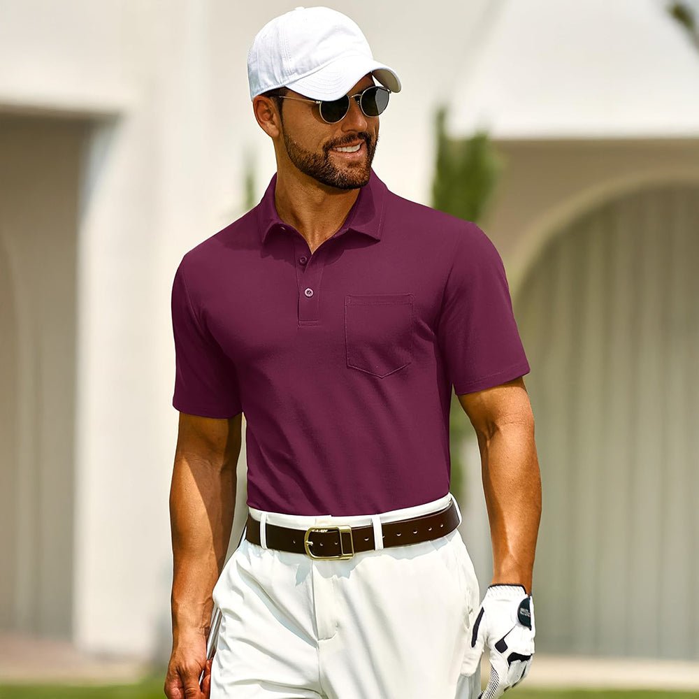 Men's Cotton Polo Shirts - Breathable Short Sleeve Golf Tee - MAGCOMSEN