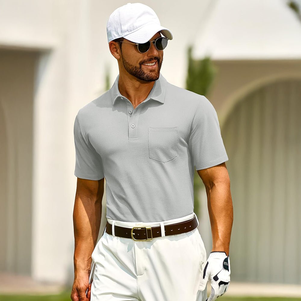 Men's Cotton Polo Shirts - Breathable Short Sleeve Golf Tee - MAGCOMSEN