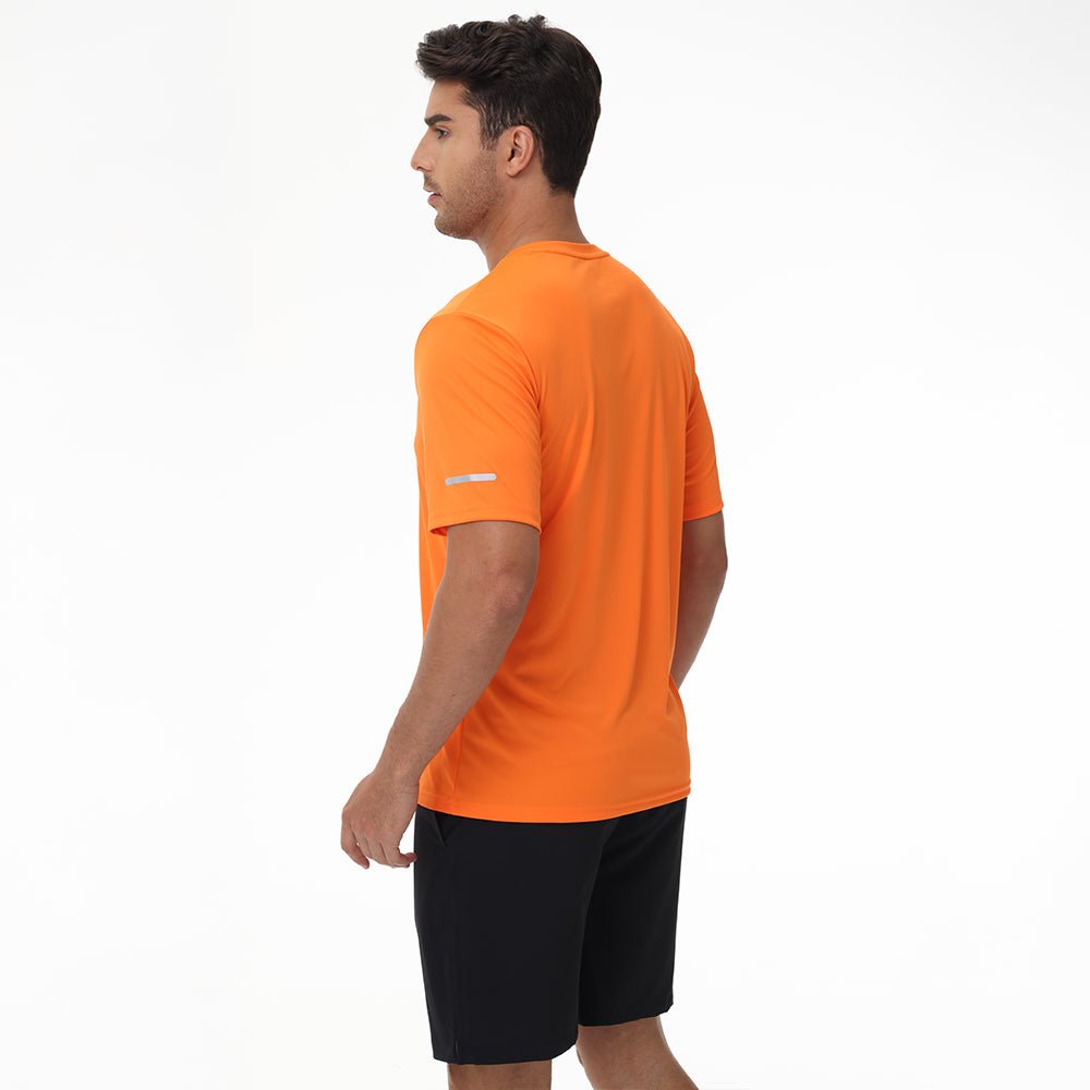 Orange Men's Dry Fit Sun Protection Stretch Training & Sports T-Shirts - MAGCOMSEN