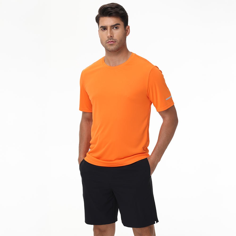 Orange Men's Dry Fit Sun Protection Stretch Training & Sports T-Shirts - MAGCOMSEN