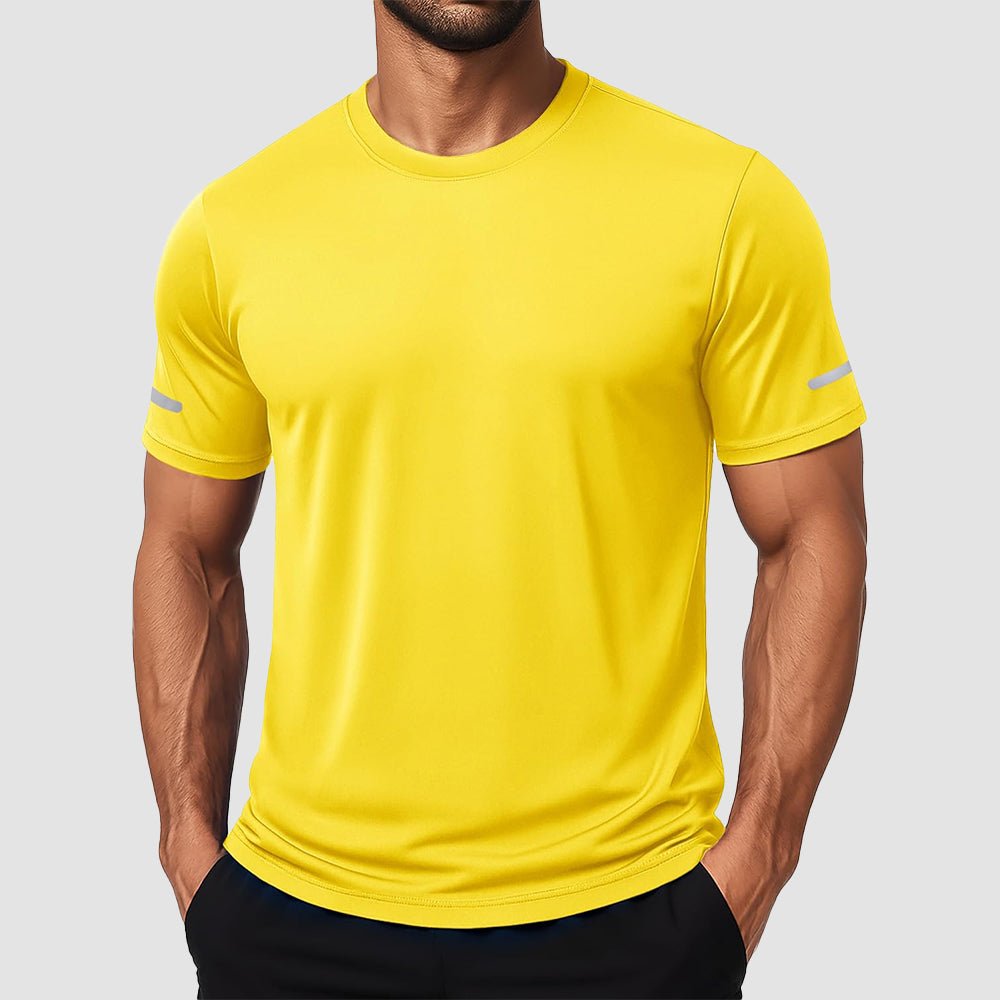 Yellow Men's Dry Fit Sun Protection Stretch Training & Sports T-Shirts - MAGCOMSEN