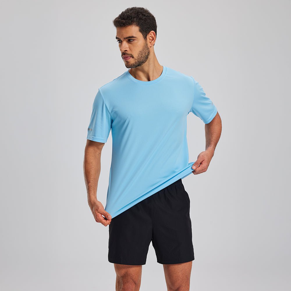 Sky Blue Men's Dry Fit Sun Protection Stretch Training & Sports T-Shirts - MAGCOMSEN