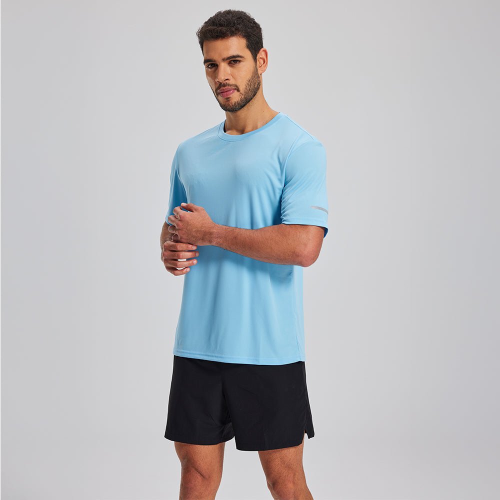 Sky Blue Men's Dry Fit Sun Protection Stretch Training & Sports T-Shirts - MAGCOMSEN