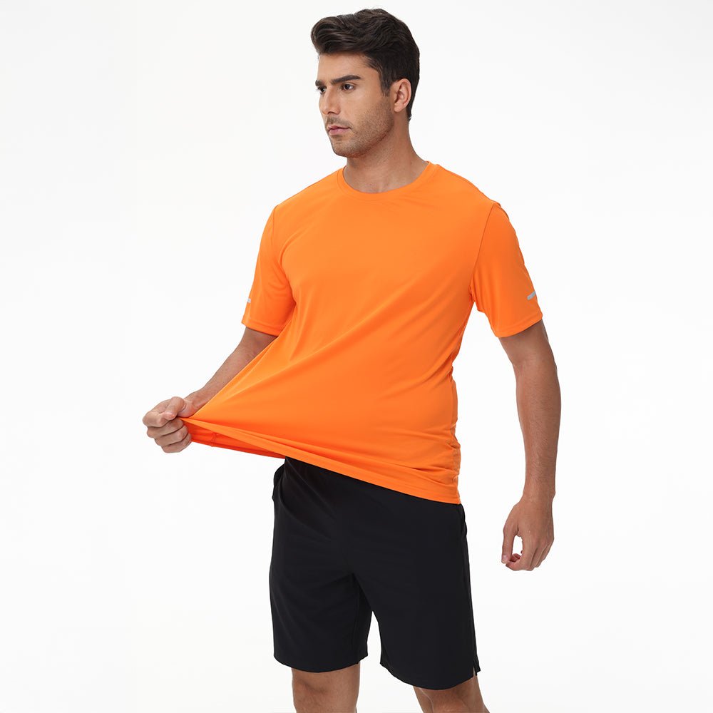 Orange Men's Dry Fit Sun Protection Stretch Training & Sports T-Shirts - MAGCOMSEN