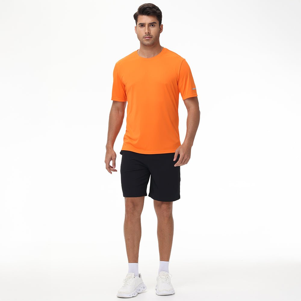 Orange Men's Dry Fit Sun Protection Stretch Training & Sports T-Shirts - MAGCOMSEN