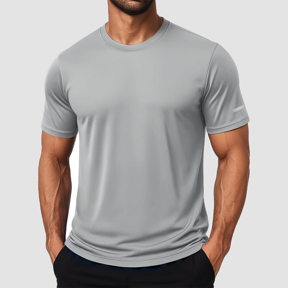 Light Grey Men's Dry Fit Sun Protection Stretch Training & Sports T-Shirts - MAGCOMSEN
