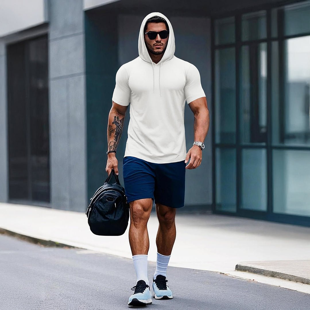 Mens Fashion Athletic Hoodies T-shirt Sport Sweatshirt Solid Color - MAGCOMSEN