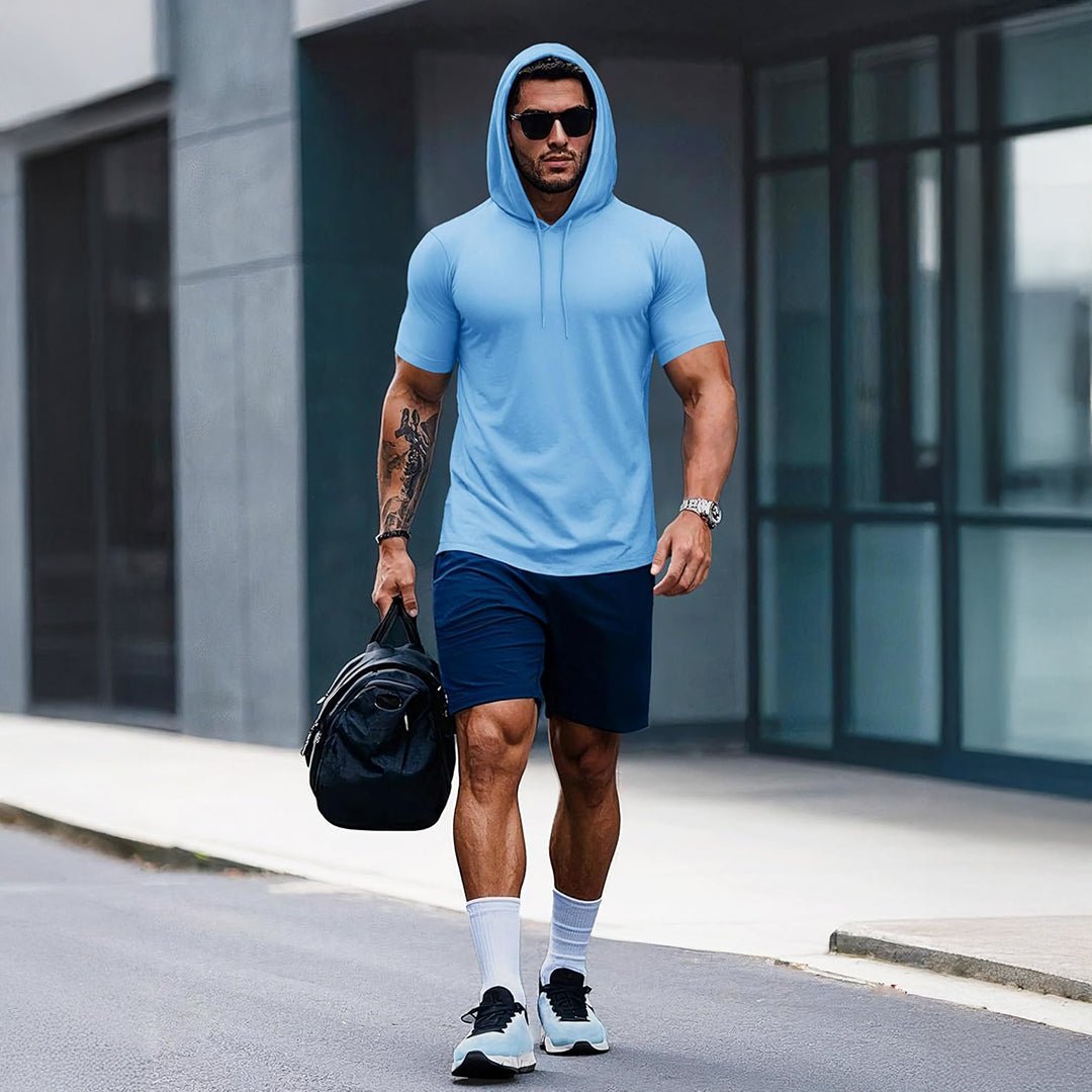 Mens Fashion Athletic Hoodies T-shirt Sport Sweatshirt Solid Color - MAGCOMSEN