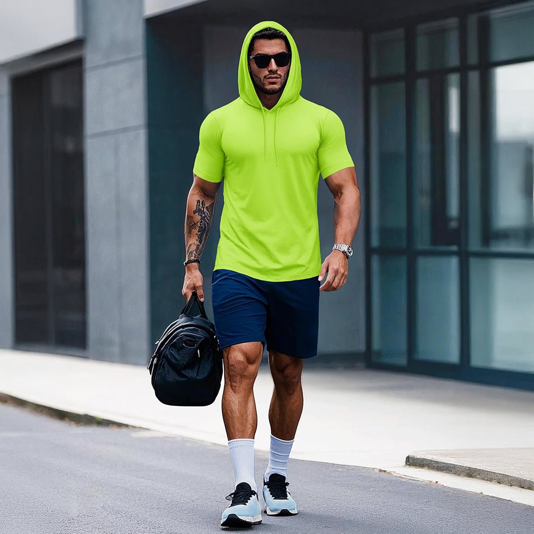 Mens Fashion Athletic Hoodies T-shirt Sport Sweatshirt Solid Color - MAGCOMSEN