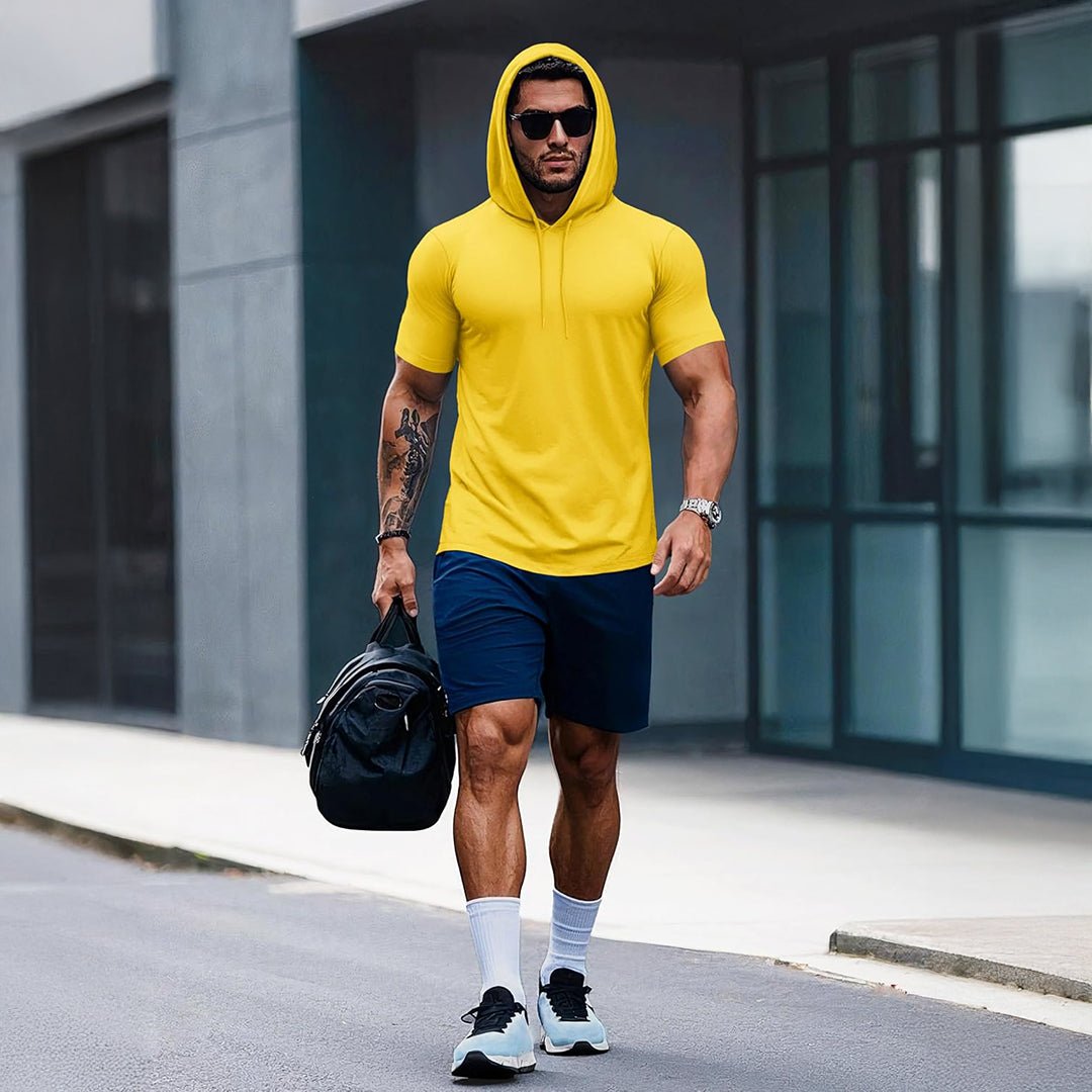Mens Fashion Athletic Hoodies T-shirt Sport Sweatshirt Solid Color - MAGCOMSEN