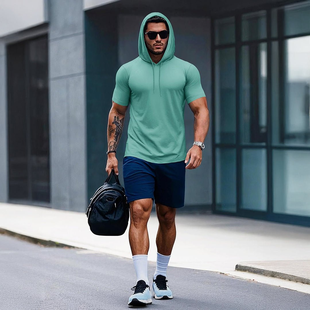 Mens Fashion Athletic Hoodies T-shirt Sport Sweatshirt Solid Color - MAGCOMSEN