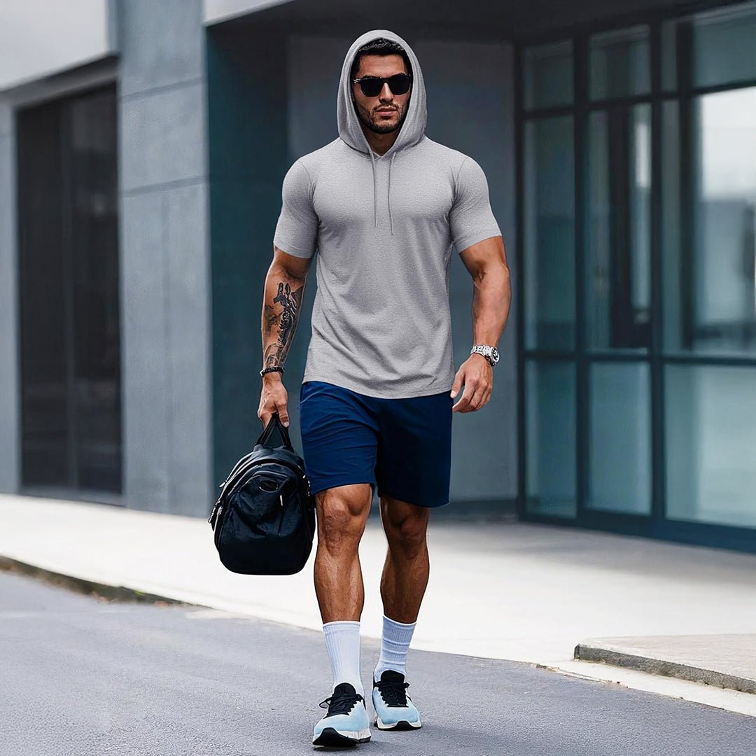Mens Fashion Athletic Hoodies T-shirt Sport Sweatshirt Solid Color - MAGCOMSEN
