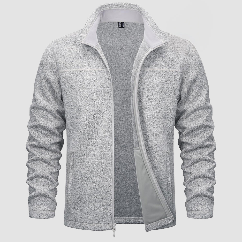 White Men's Fleece Jacket Full Zip Lightweight Warm Winter Sweatshirt - MAGCOMSEN