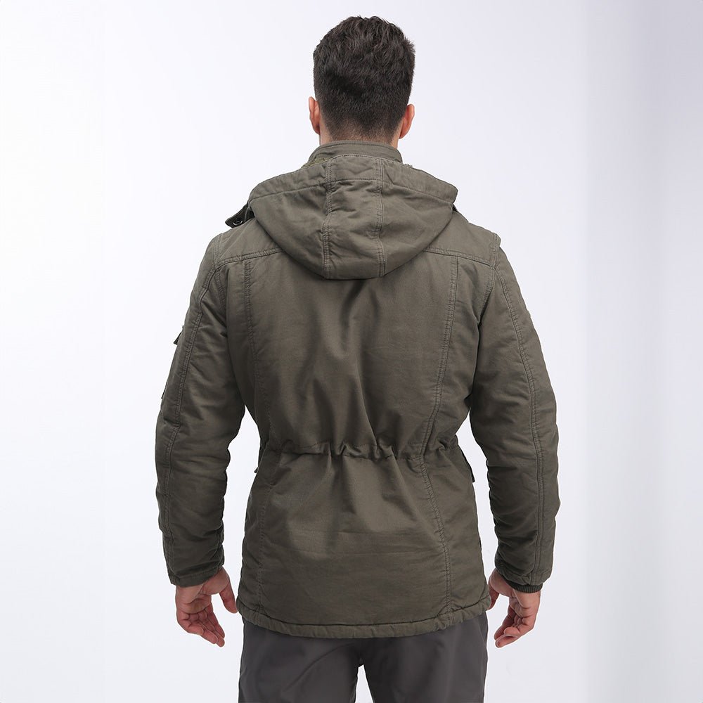 Coffee Men's Fleece Lined Parka Winter Military Jacket - MAGCOMSEN