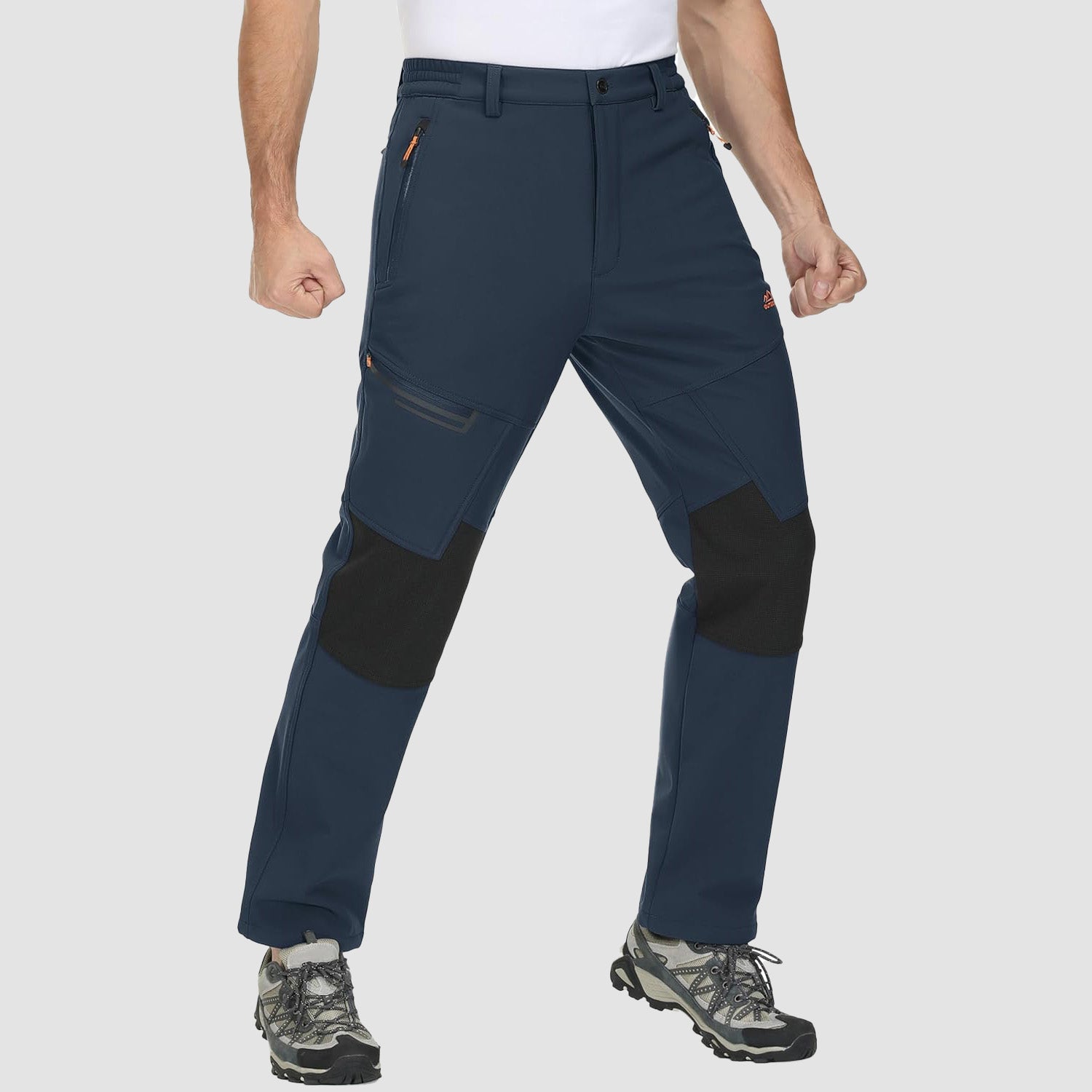 Navy Men's Fleece - Lined Ski Pants - Water - Resistant, 4 Zip Pockets - MAGCOMSEN