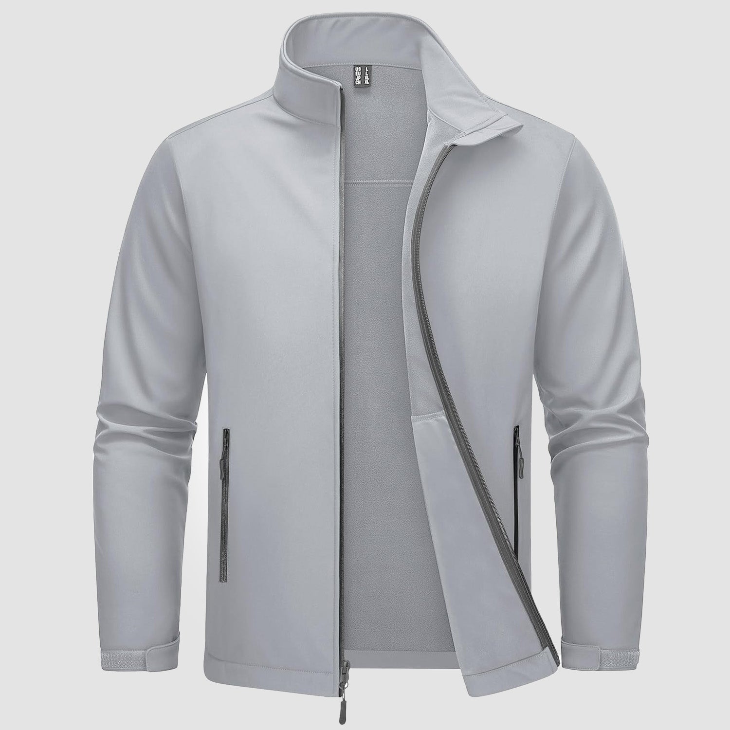 Light Grey Men's Fleece-Lined Softshell Jacket, Waterproof & Windproof - MAGCOMSEN