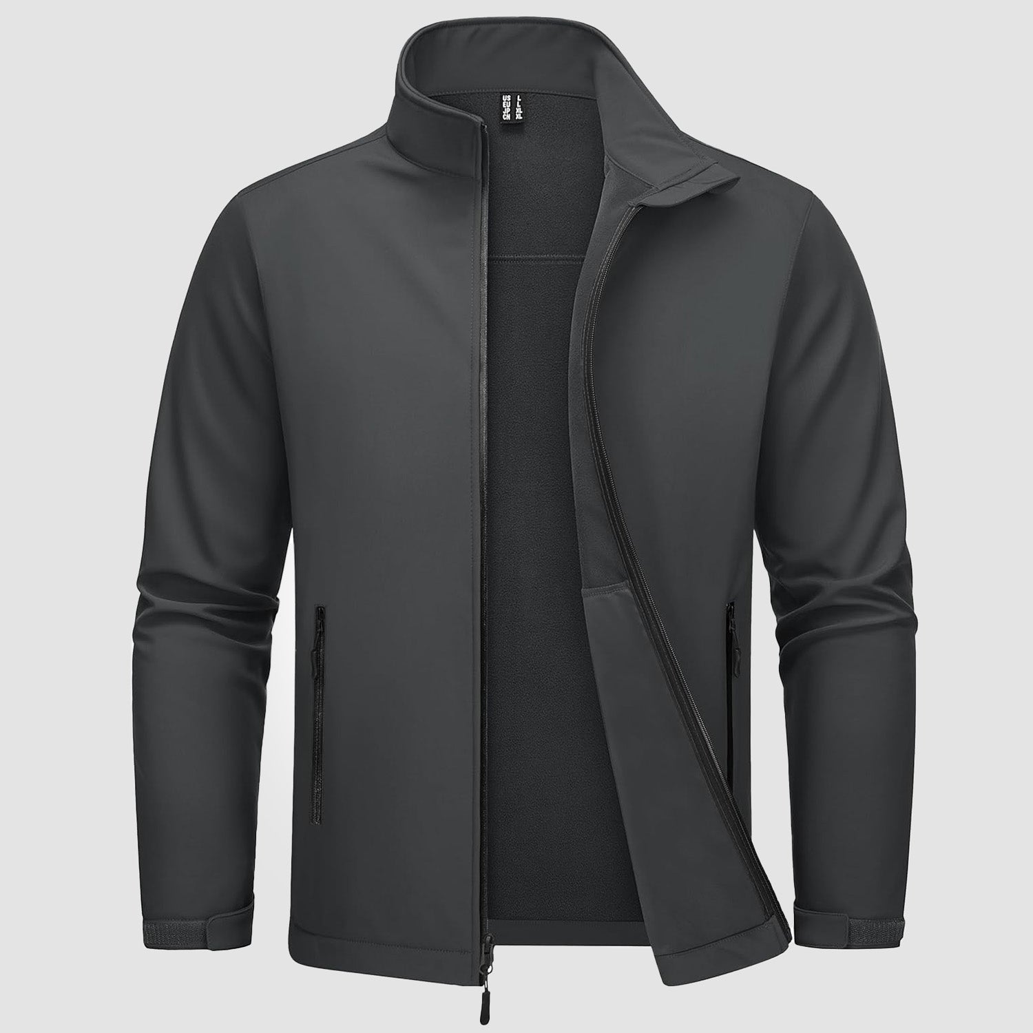 Dark Grey Men's Fleece-Lined Softshell Jacket, Waterproof & Windproof - MAGCOMSEN