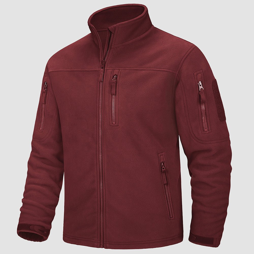 Wine Men's Fleece Tactical Jacket Stand Collar Military Field Jackets - MAGCOMSEN