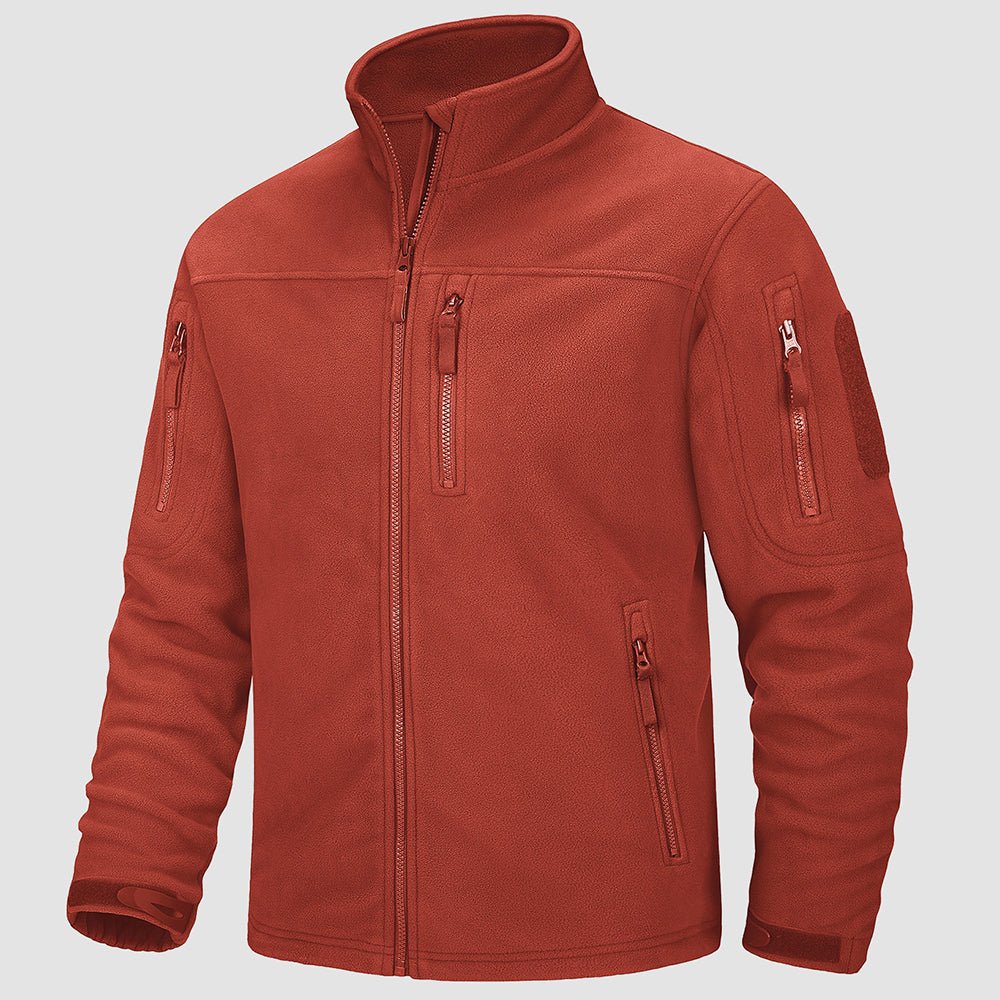 Orange Men's Fleece Tactical Jacket Stand Collar Military Field Jackets - MAGCOMSEN