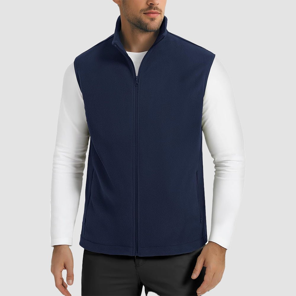 Navy Men's Fleece Vest Lightweight Warm Winter Outerwear - MAGCOMSEN
