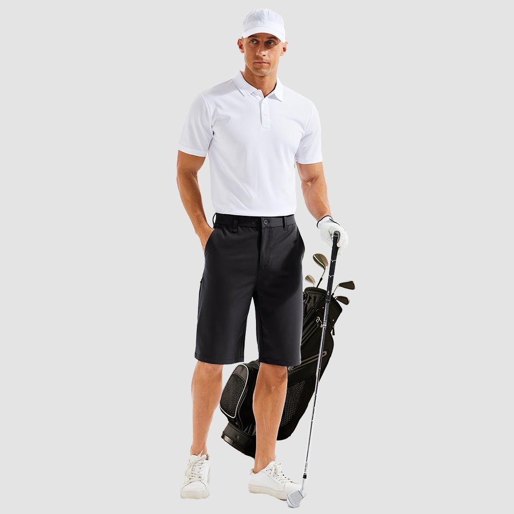 White Men's Golf Shorts - Quick Dry Stretch Work Shorts with 6 Pockets - MAGCOMSEN