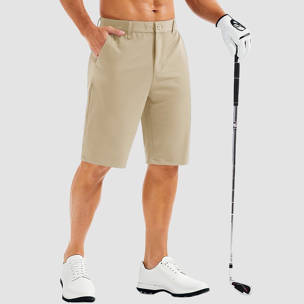 Khaki Men's Golf Shorts - Quick Dry Stretch Work Shorts with 6 Pockets - MAGCOMSEN