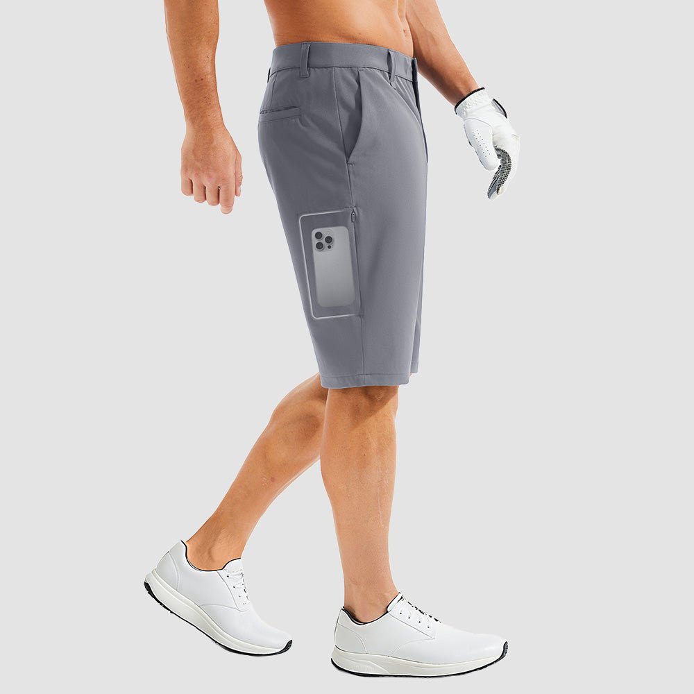 White Men's Golf Shorts - Quick Dry Stretch Work Shorts with 6 Pockets - MAGCOMSEN