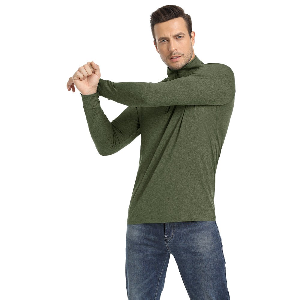 Army Green Men's Lands End UPF50+ Sun Shirt, Long Sleeve Quick Dry - MAGCOMSEN
