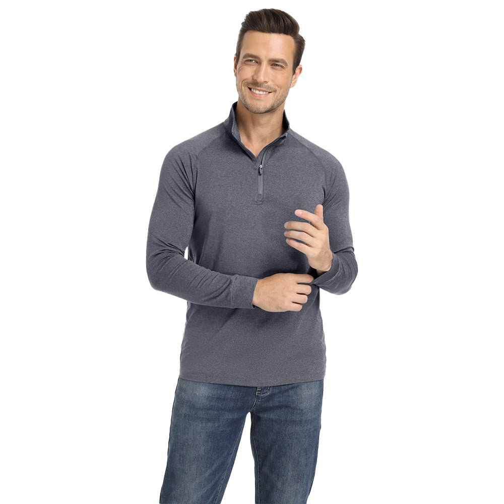 Dark Grey Men's Lands End UPF50+ Sun Shirt, Long Sleeve Quick Dry - MAGCOMSEN