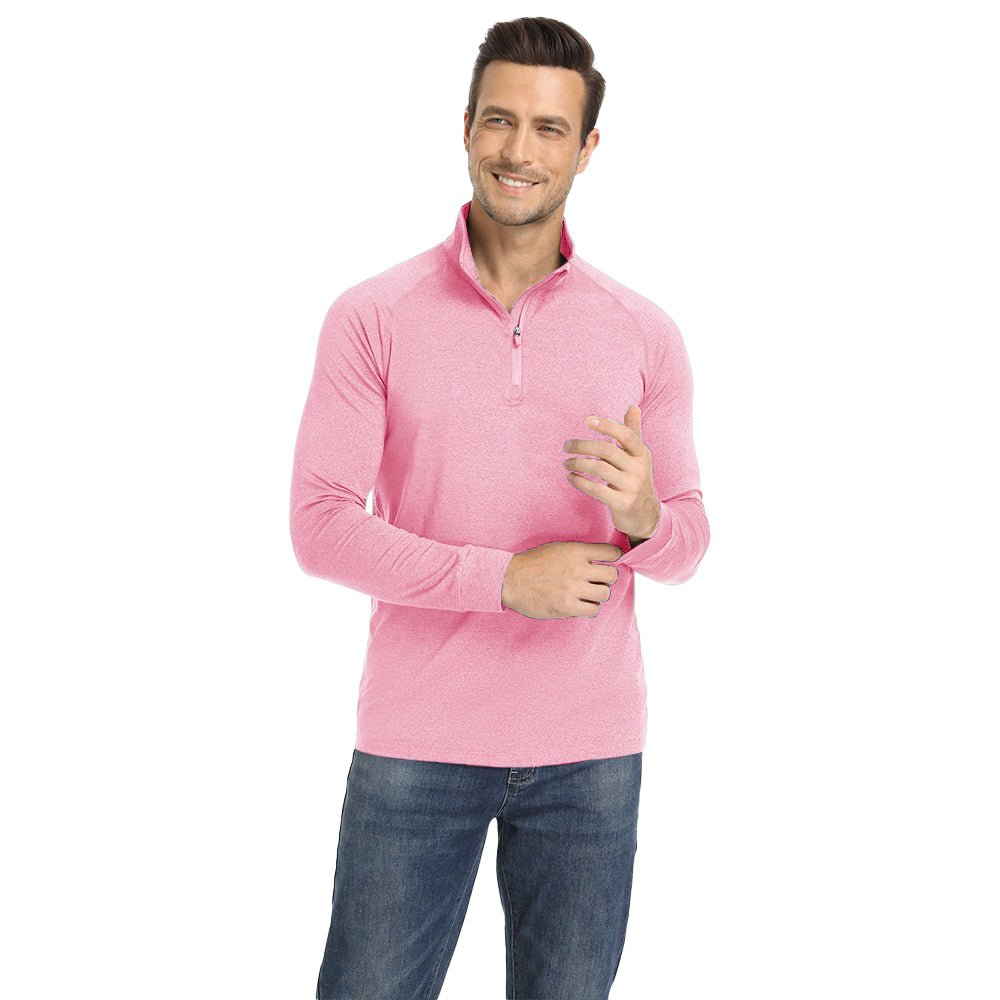Pink Men's Lands End UPF50+ Sun Shirt, Long Sleeve Quick Dry - MAGCOMSEN