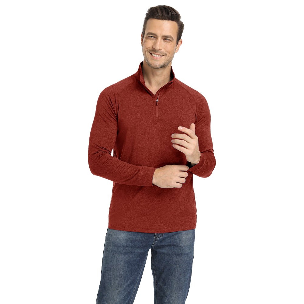 Dark Orange Men's Lands End UPF50+ Sun Shirt, Long Sleeve Quick Dry - MAGCOMSEN