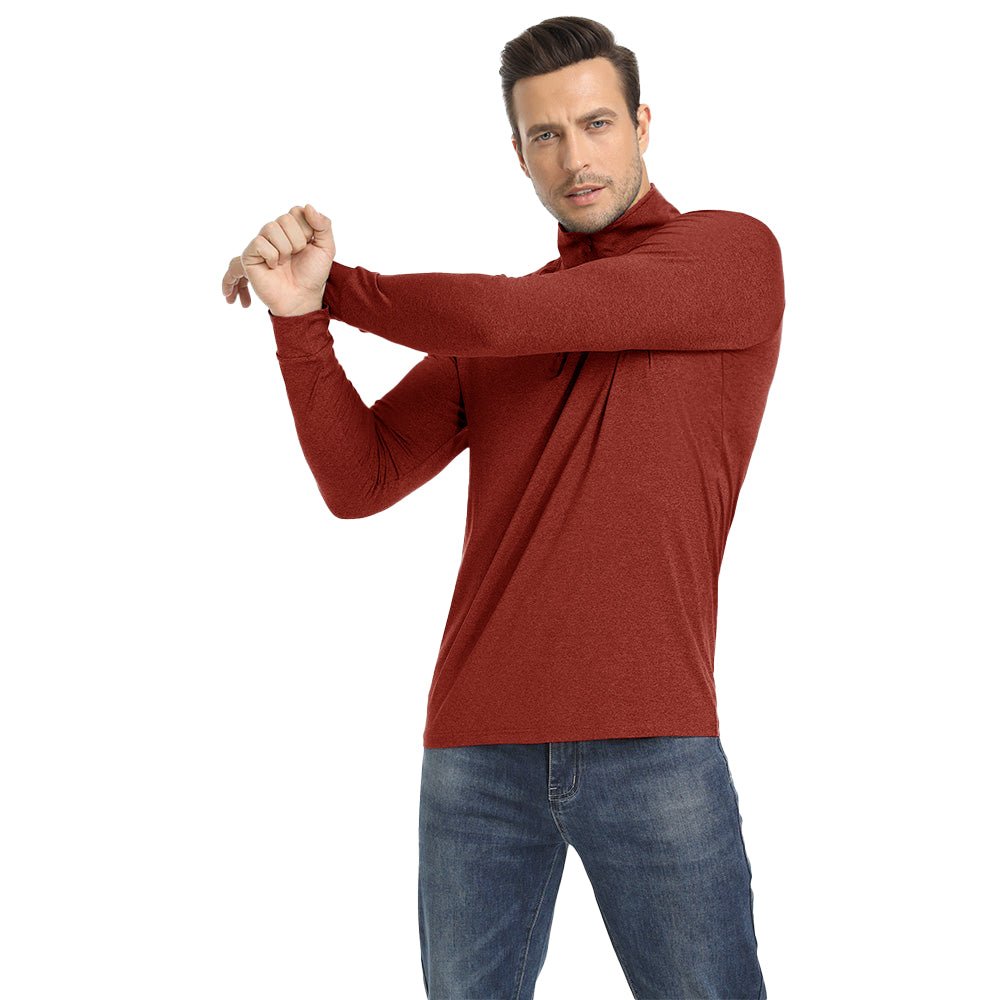 Dark Orange Men's Lands End UPF50+ Sun Shirt, Long Sleeve Quick Dry - MAGCOMSEN