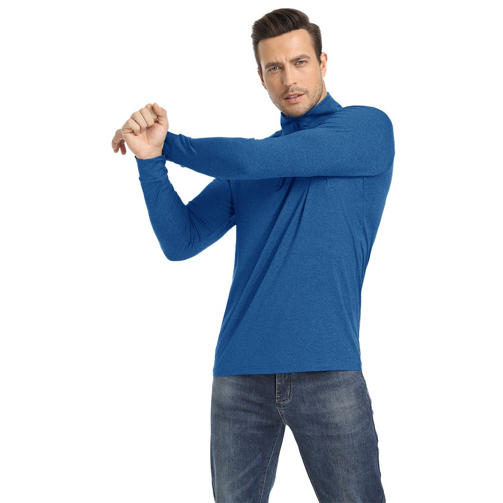 Medium Blue Men's Lands End UPF50+ Sun Shirt, Long Sleeve Quick Dry - MAGCOMSEN