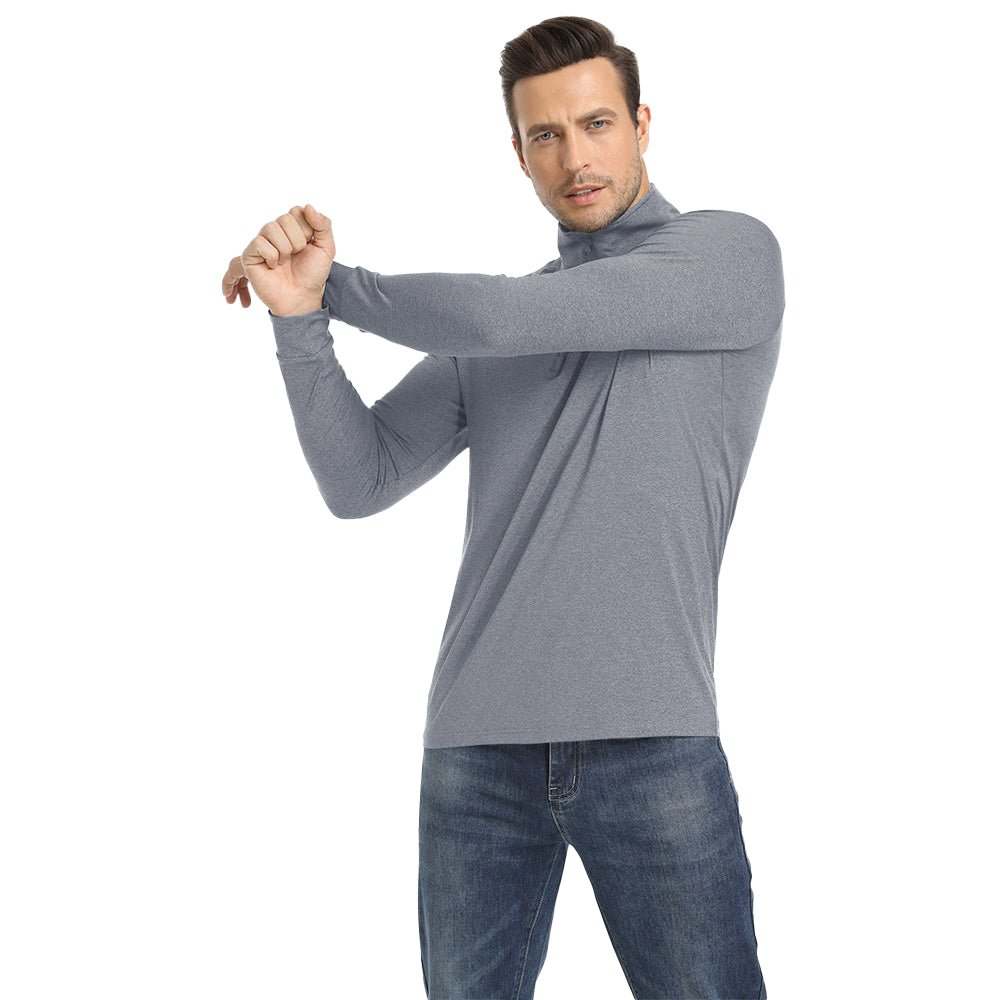 Light Grey Men's Lands End UPF50+ Sun Shirt, Long Sleeve Quick Dry - MAGCOMSEN