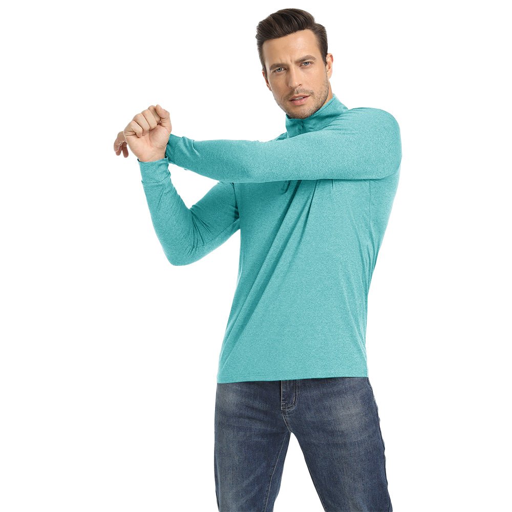 Light Green Men's Lands End UPF50+ Sun Shirt, Long Sleeve Quick Dry - MAGCOMSEN