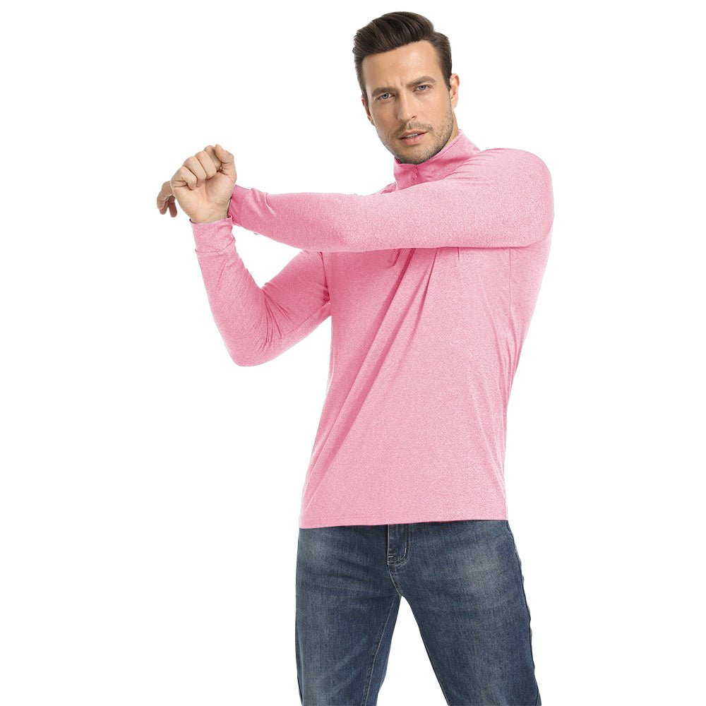 Pink Men's Lands End UPF50+ Sun Shirt, Long Sleeve Quick Dry - MAGCOMSEN