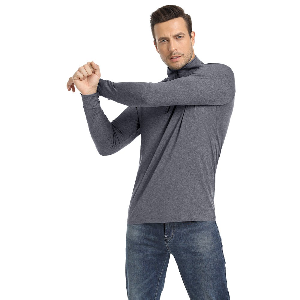 Dark Grey Men's Lands End UPF50+ Sun Shirt, Long Sleeve Quick Dry - MAGCOMSEN