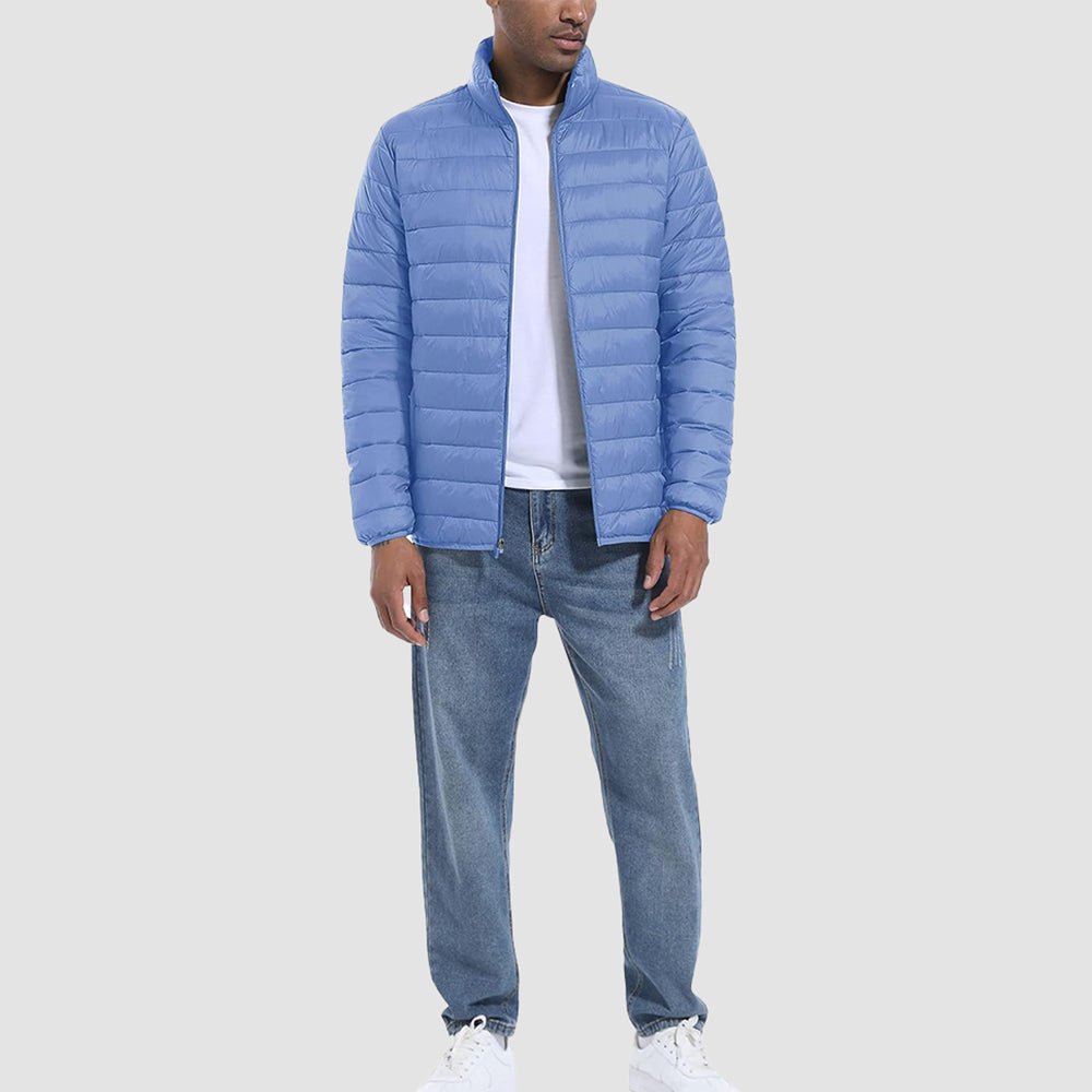 Light Blue Men's Lightweight Puffer Jacket – Water - Repellent Winter Coat - MAGCOMSEN